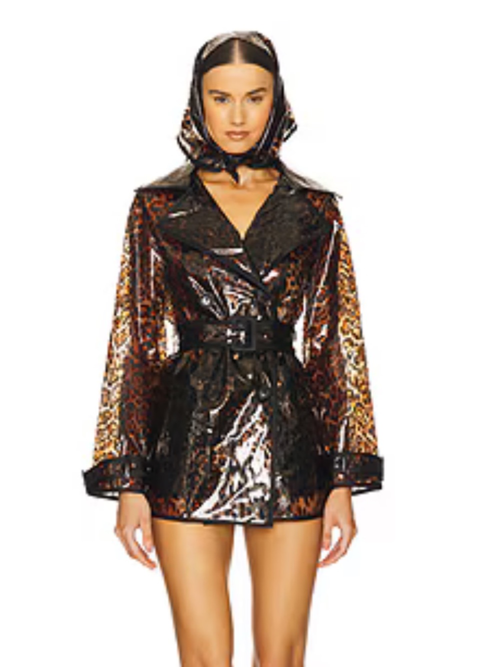 Loba Leopard Print Trench Coat in Brown